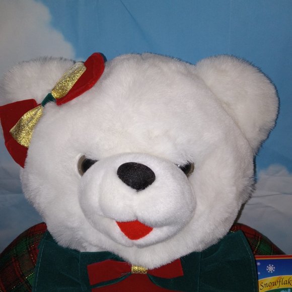 22” Collectible Snowflake Holiday Christmas White plush Teddy Bear 1996 – DanDee - Picture 2 of 8